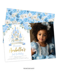 Blue Princess Birthday Invitation with Photo