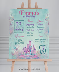 Princess Castle First Birthday Board