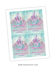 Princess Castle Birthday Party Drink Pouch Label