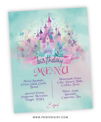 Princess Castle Party Menu