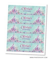 Princess Castle Party Water Bottle Label