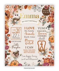 Pumpkin Fairies First Birthday Board