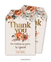 Floral Pumpkin Thank You Tags
