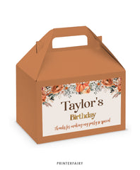 Floral Pumpkin Gable Box Label