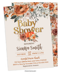 Floral Pumpkin Baby Shower Invitation