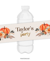 Floral Pumpkin Water Bottle Label