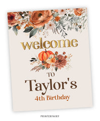 Floral Pumpkin Welcome Sign