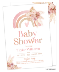 Boho Rainbow Baby Shower Invitation