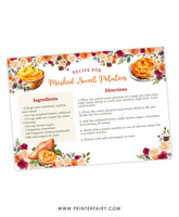 Thanksgiving Mashed Sweet Potato Recipe Card