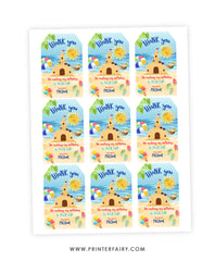 Sand Castle Birthday Party Thank You Tags