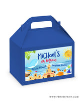 Sand Castle Birthday Party Gable Box Label