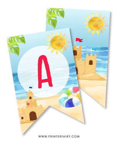 Sand Castle Birthday Party Banner