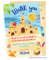 Sand Castle Birthday Party Thank You Card
