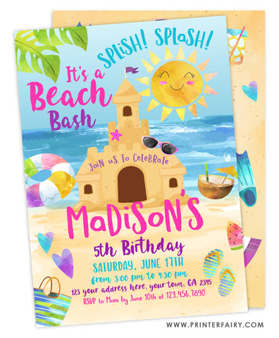 Sand Castle Birthday Party Invitation