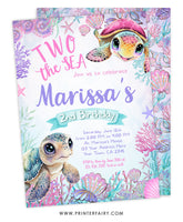 Sea Turtle 2nd Birthday Invitation