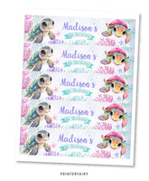 Sea Turtle Water Bottle Label