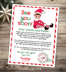 See You Soon Elf on The Shelf Goodbye printable Letter
