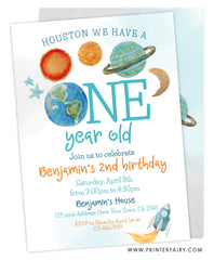 Outer Space First Birthday Invitation