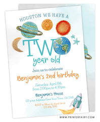Outer Space Second Birthday Invitation