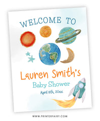 Outer Space Birthday Welcome Sign