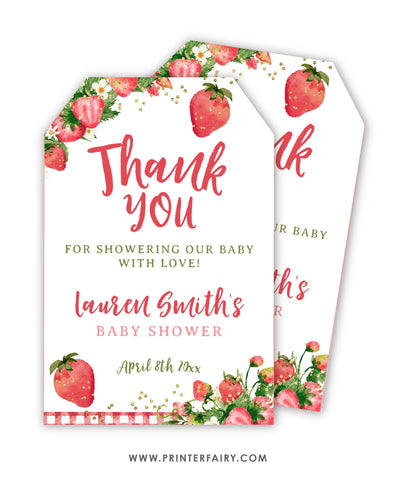 Strawberry Baby Shower Thank You Tags