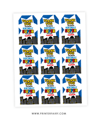 Superhero Birthday Party Favor Tags