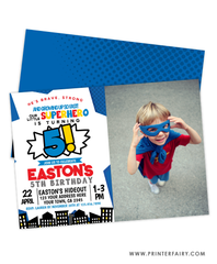 Superhero Birthday Party Invitation with Photo