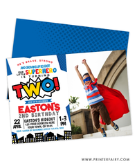 Superhero Second Birthday Invitation with Photo