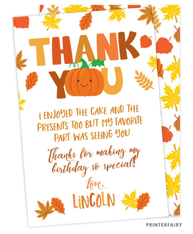 Little Pumpkin Birthday Thank You Card