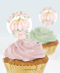 Pink Gold Pumpkin Toppers