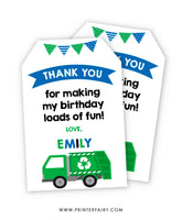 Trash Truck Birthday Party Favor Tag