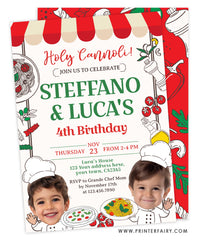 Italian Party Invitation for Siblings with Photos