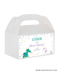 Unicorn & Dragon Box Label