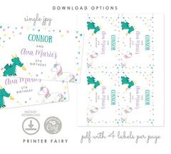 Unicorn & Dragon Box Label