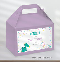 Unicorn & Dragon Box Label