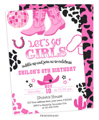 Disco Cowgirl Boots Party Invitation