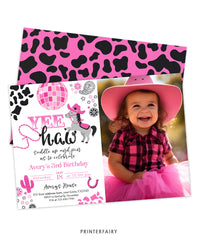 Cowgirl Birthday Disco Horse Invitation with Photo