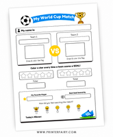 2026 World Cup Printable Activity Sheet for Kids, Soccer Match Tracker, Qualified Country Flags, Soccer Party Game PDF JPG Digital Download