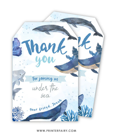 Whales Birthday Party Favor Tags
