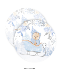 Winter Bear Baby Shower Cupcake Toppers