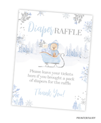 Winter Bear Baby Shower Diaper Raffle