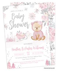 Winter Bear Baby Shower Invitation