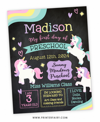 First Day of School Unicorn Sign