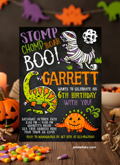 Dinosaurs Halloween Birthday Invitation
