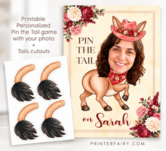 Custom Photo Pin the Tail on the Donkey Game – Cowgirl Western Party