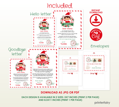 Christmas Elf Arrival, Goodbye Letter and Envelope