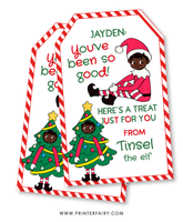 Personalized Christmas Elf Printable Gift Tags Template
