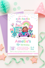 Gabby's Dollhouse Birthday Party Invitation