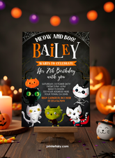 Halloween Kitties Birthday Invitation