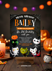 Halloween Kitties Birthday Invitation